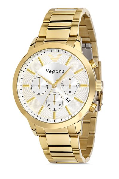 Vegans Men's Wristwatch with Calendar and Steel Strap