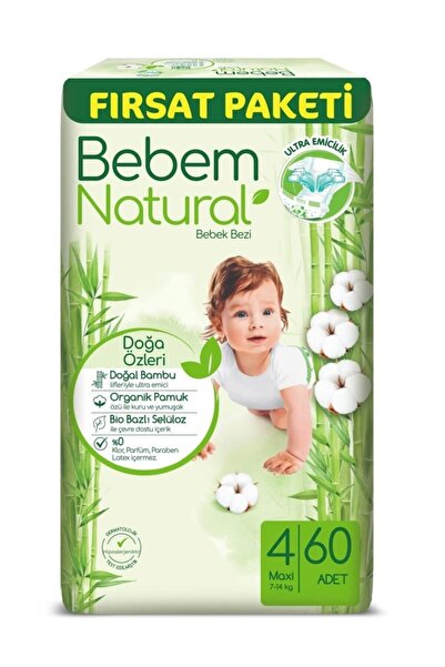 Bebem Natural Bebem Naturel Bebek Bezi Fırsat Paketi Maxi No:4 60 Adet