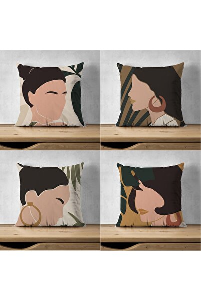 LadiesHome Спеціальний дизайн двосторонній цифровий друк декоративний чохол для подушки, 4 шт.