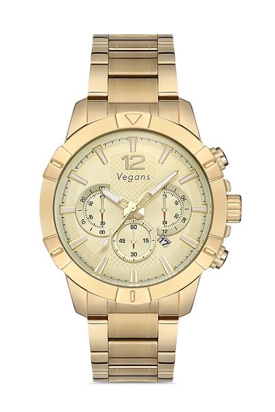 Vegans Men's Wristwatch with Calendar and Steel Strap