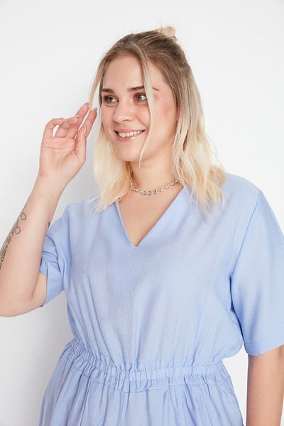 Trendyol Curve Plus Size Jumpsuit - Blue - Relaxed fit