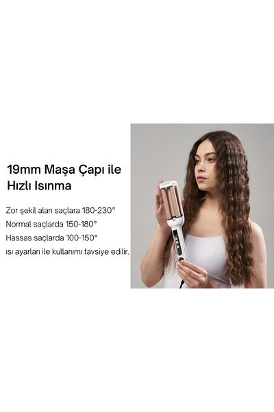Yui Ceramic Water Wave (WAG) Curling Iron with LED Indicator