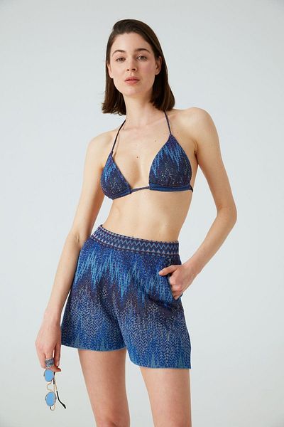 JOIN US Zigzag Pattern Pocket Blue Shorts