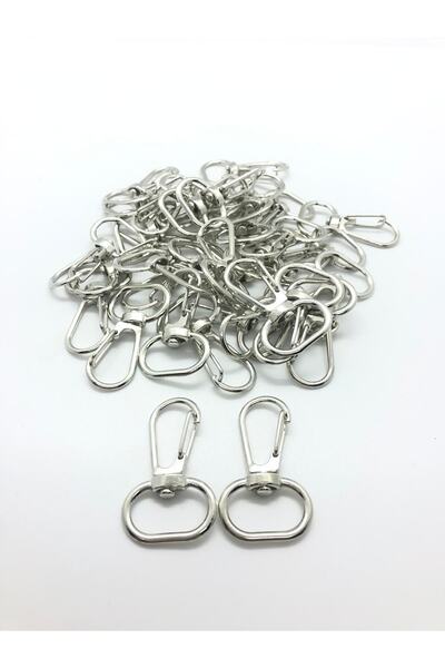 Aklar Çanta 10 Adet 1,5 Cm Telli Kanca Gümüş Anahtarlık Halkası