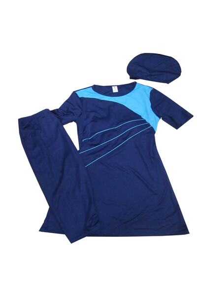 salarticaret Kadın Yarım Kol Tesettür Mayo Üstü Pedli Yapışmaz Boneli