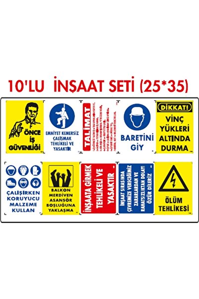 Construction Warning Sign Ready Pack of 10 25x35