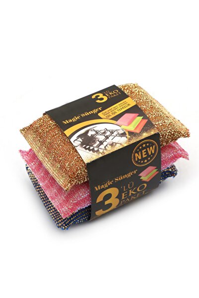 Micro Clean Missclean ( 3 Adet ) Mikrofiber Bulaşık Süngeri Telli Özel Dokulu