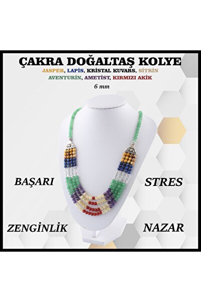 OSMANLI DEĞERLİ TAŞ Sertifikalı Çakra Doğaltaş Kolye 6 Mm, M421