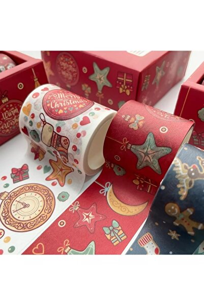 Padme studio Yılbaşı Temalı Dekoratif Kağıt Bant (6 Adet - 4cm*1ad /3cm*1ad /2cm*2ad /1.5cm*2ad)