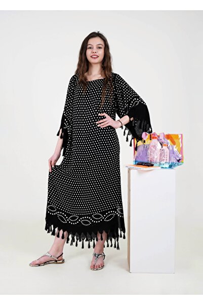 UnyTex Summer Trendy Polka Dot Patterned Kimono - Belted - Hand Printed
