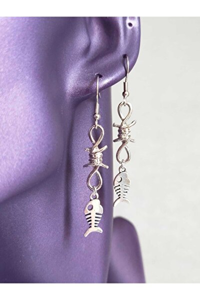 Fugusugu أقراط ليل بارب على شكل هيكل السمكة القوطية