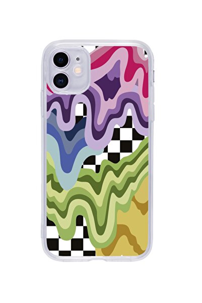 butikcase حافظة هاتف شفافة منقوشة لهاتف آيفون 11 كولور ميكس