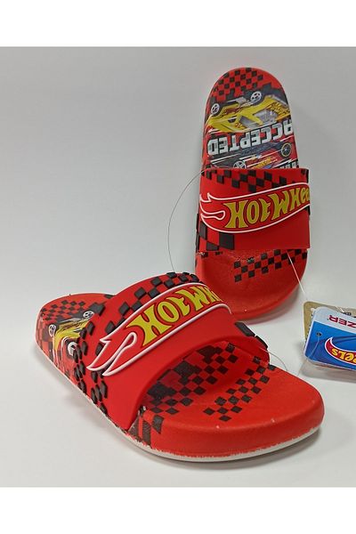 GEZER Hot Wheels με άδεια κόκκινη ανατομική σόλα, αντιολισθητική πλαστική πισίνα, παντόφλες για το σπίτι και το δρόμο