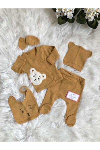 Beyaz Bebek Bear Minimal Mustard 5-Piece Newborn Hospital Release Set