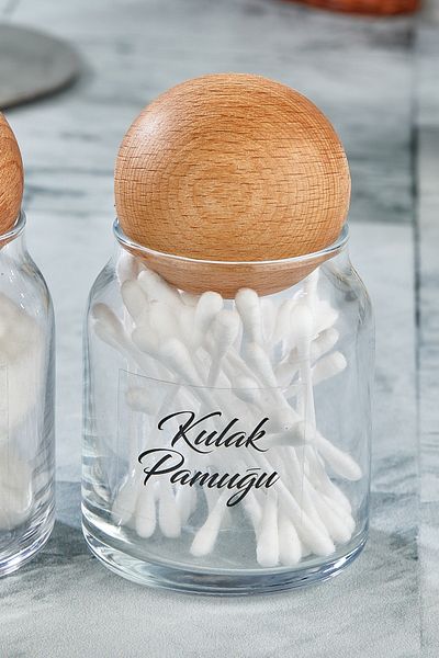 FBZhome Γυάλινο Διακοσμητικό Μπαλάκι Κάλυμμα Αυτιού Βαμβακερό Organizer 300 ml