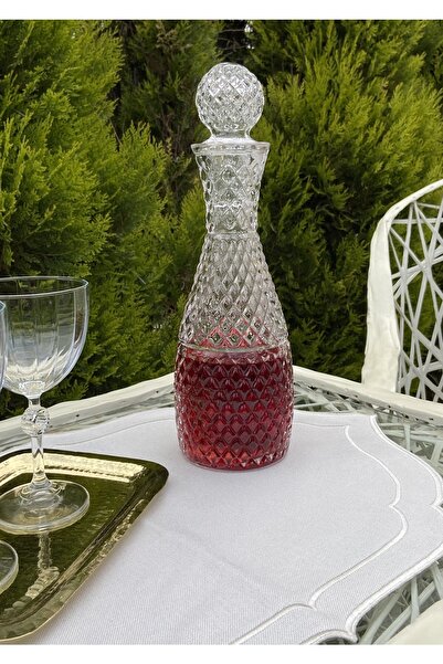 MY1COMPANY Kapaklı Cam Irıs Sürahi - Karaf - Dekoratif Şişe - Vazo