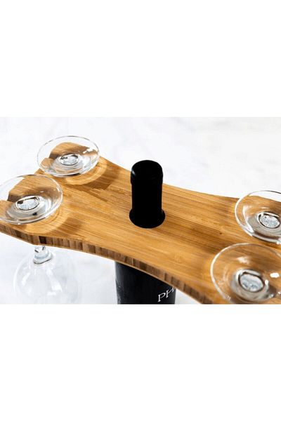 ArtProdüksiyon Special Design Wooden Wine Glass Decorative Serving Presentation Tray for 4 Persons