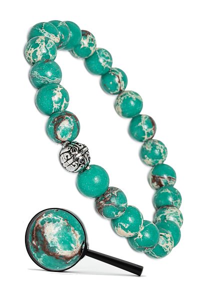 Tesbih Atölyesi Natural Green Varisite Stone Bracelet with Certified Silver Device