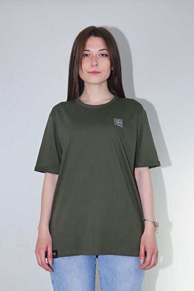 Kadın Yeşil Regular Beyaz Logo Baskılı Fcl T-shirt