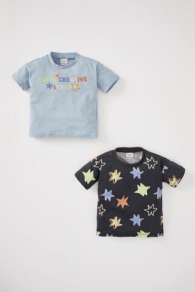 DeFacto Baby Boy Printed 2-Piece Short Sleeve T-Shirt
