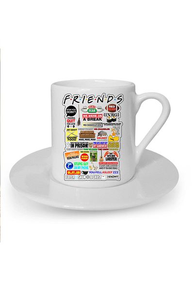 Kumbara Hediyelik Friends Printed White Turkish Coffee Cup