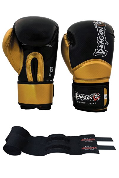 Dragondo Carbon Boks Eldiveni Muay Thai, Kick Boks Eldiveni Ve Whiteface Bandaj 2'li Set