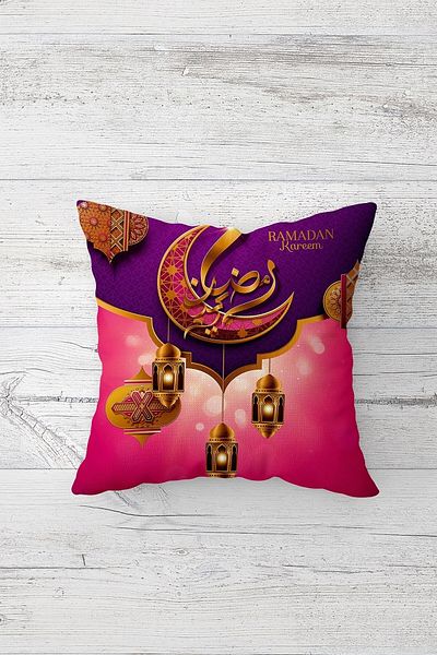 on the clouds Ramadan Kareem Lantern Față de pernă cu fermoar ascuns imprimat pe o parte