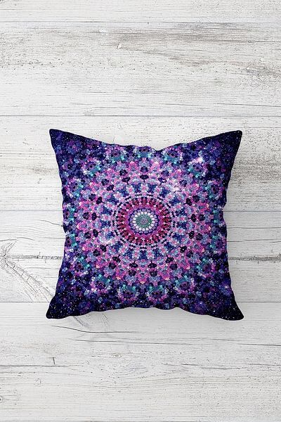 on the clouds Mandala etnică Ametist Față de pernă cu fermoar ascuns imprimat pe două fețe Husă de pernă pentru scaun