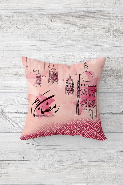on the clouds Ramadan Kareem Lantern Mosque Pattern Μοτίβο με ένα πλαϊνό τυπωμένο κρυφό φερμουάρ Μαξιλαροθήκη καθίσματος