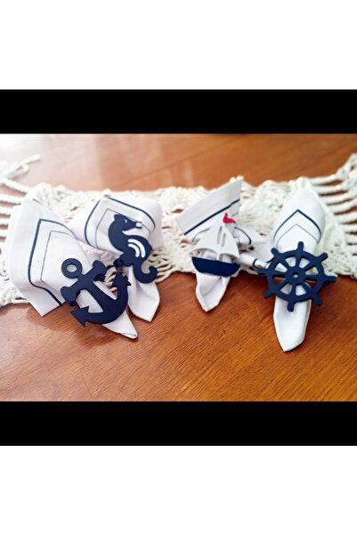 Sister Home Design 4'lü Çapa, Dümen, Denizatı, Yelkenli Peçete Halkası & Yüzü...