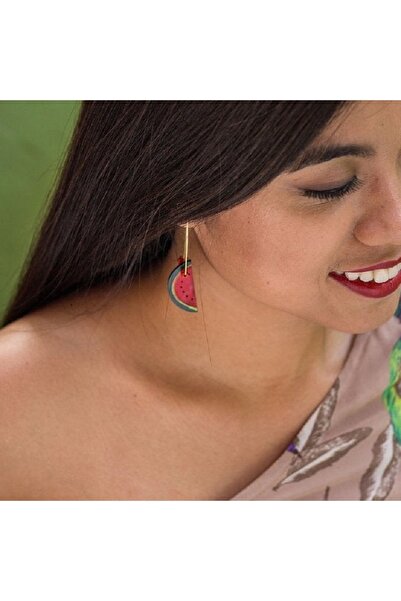 Dangling Watermelon Earrings El Yapımı Küpe
