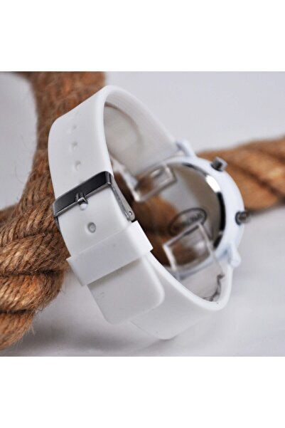 Spectrum White Round Case Stylish Led Youth Wrist Watch with Silicone Cord Su-107