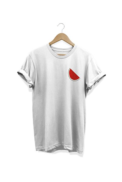 WİDİ Tricou alb cu imprimeu pepene verde