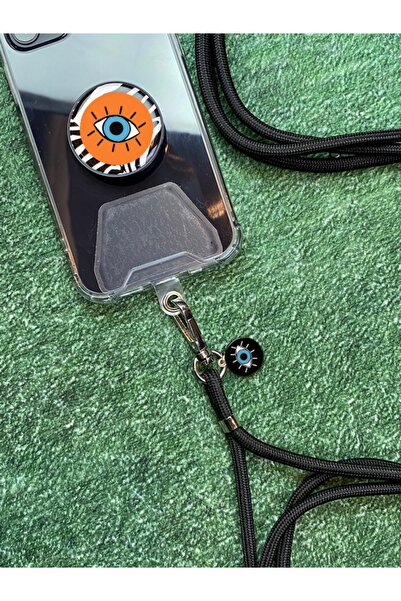 hey lori Silikonlu Siyah Göz Desenli Ayarlanabilir Telefon Askısı