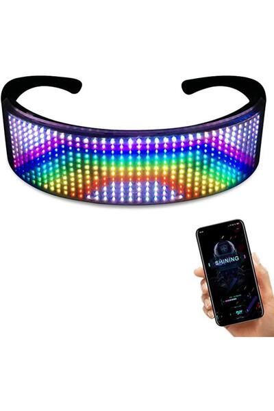 Doppler Çok Renkli Led Işıklı Şarjlı Parti Gözlüğü Kablosuz Uygulamalı Yılbaş...