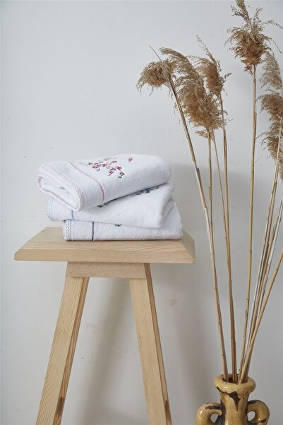 kiraz Flovie 100% бавовна 50x100 рожевий з вишивкою квітів, набір з 2 рушників