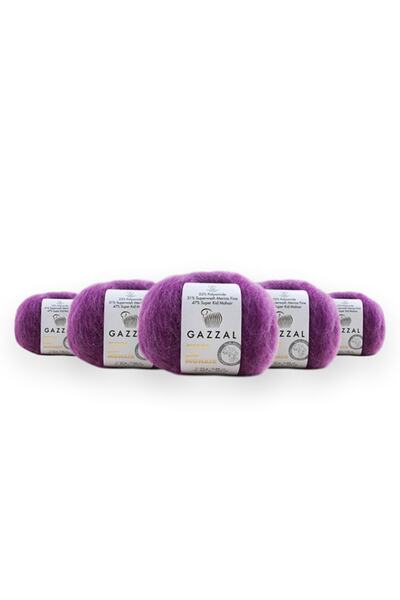 Gazzal Super Kid Mohair 25 Gr 5'Li Package 78% Wool-22% Pa Blended Natural Hand Knitting Yarn Taka Yarn (64410)