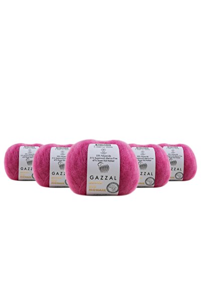 Gazzal Super Kid Mohair 25 Gr 5 Pack 78% Wool-22% Pa Mixed Natural Hand Knitt...