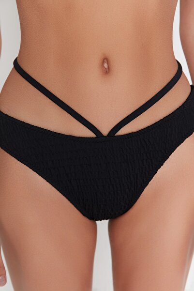 Trendyol Collection Fekete elasztikus normál lábú bikini alsó TBESS22BA0011