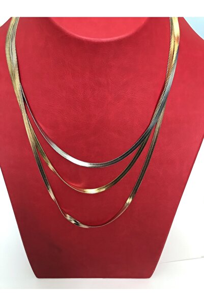 nilüfer takı tasarım Italian Crushed Chain Three Color Steel Necklace
