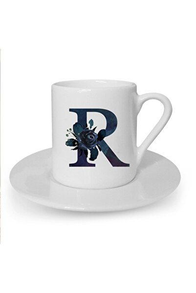 Generic Brand White Turkish Coffee - Black Rose Letter R Printed Cup