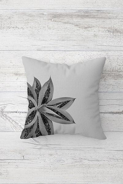 Pelangi Sequined Lotus Flower Patterned Double Sided Printed Hidden Zipper Throw Pillow Seat Pillow Cover