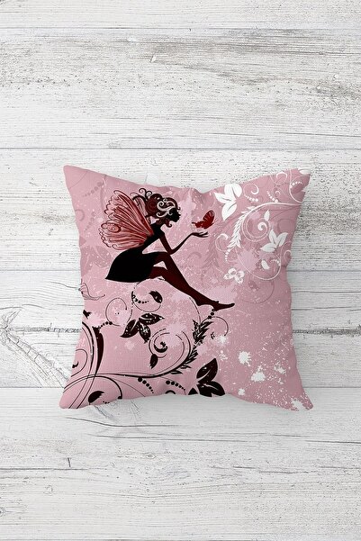 Pelangi غطاء وسادة بسحاب مخفي مطبوع على الوجهين مع فتاة خرافية على الشجرة وغط...