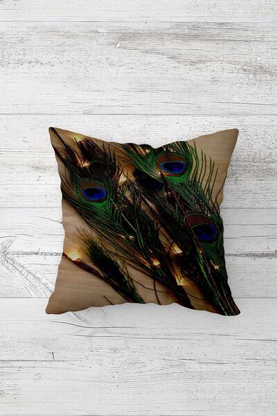 Pelangi الطاووس ريشة نمط مزدوج الجانب مطبوعة مخفي زيبر وسادة رمي وسادة مقعد و...