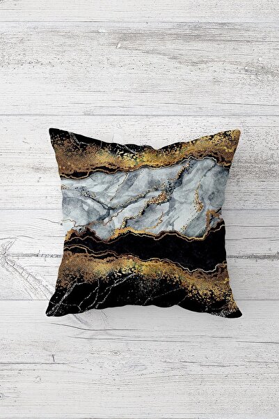 Pelangi غطاء وسادة أريكة بسحاب مخفي مطبوع على الوجهين من الرخام الذهبي