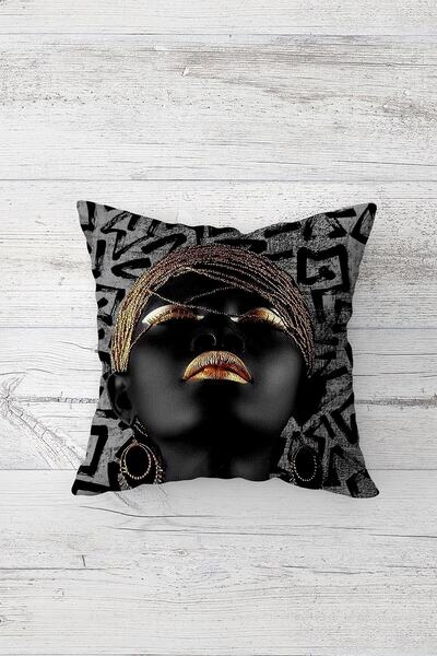 Pelangi African Black Woman Ethnic Double Sided Printed Hidden Zipper Throw Pillow Seat Pillow Case