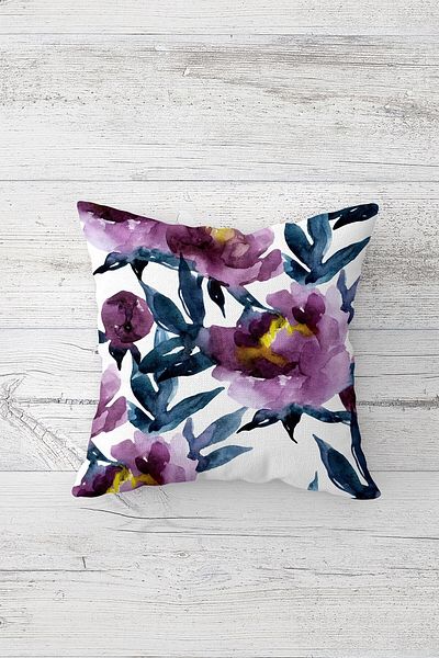 Pelangi Purple Tie-Dye Rose Pattern Double Sided Printed Hidden Zippered Pillow Case Throw Pillow Seat Pillow Case