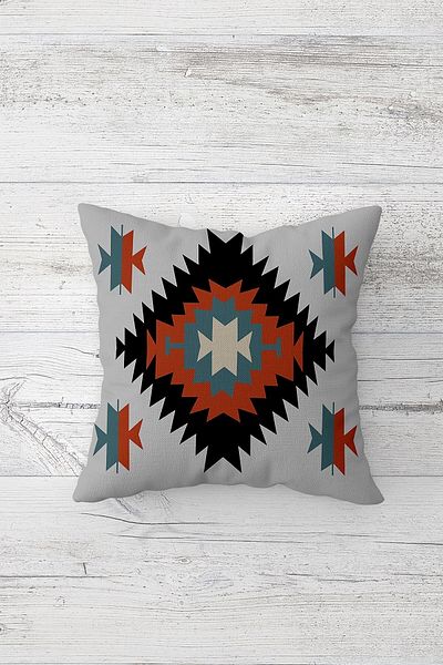 Pelangi Kilim Ethnic Patterned Double Sided Printed Hidden Zippered Pillowcase Throw Pillow Seat Pillowcase