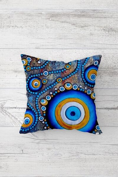 Pelangi غطاء وسادة بسحاب مخفي مطبوع على الوجهين منقوش بخرز عين الشر، غطاء وسا...