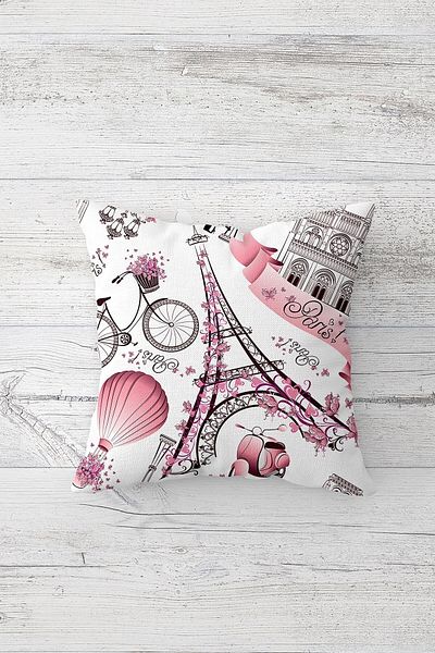 Pelangi Paris Eiffel Tower Double Sided Printed Hidden Zippered Pillowcase Throw Pillow Seat Pillowcase